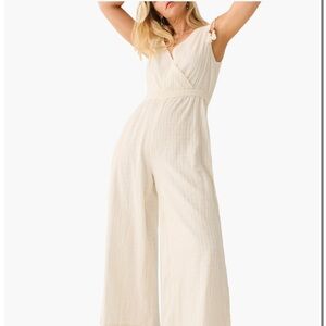 Faherty Rowe Windowpane Sleeveless Wide Leg Jumpsuit